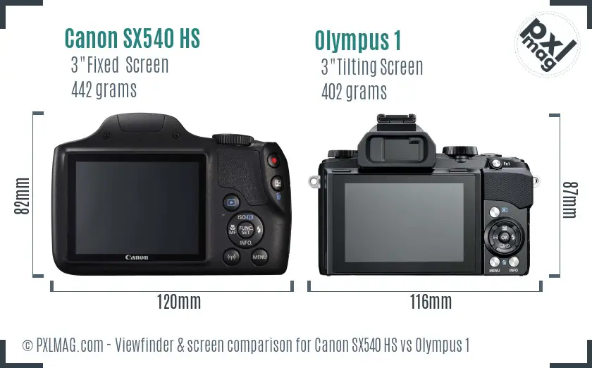 Canon SX540 HS vs Olympus 1 Screen and Viewfinder comparison