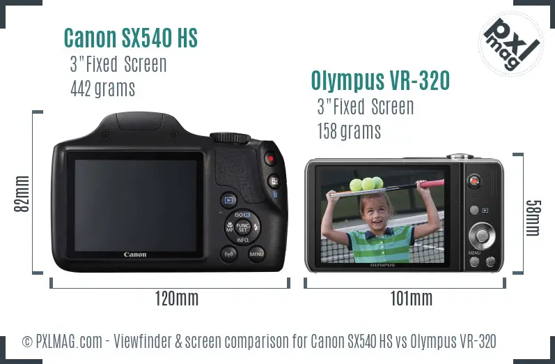 Canon SX540 HS vs Olympus VR-320 Screen and Viewfinder comparison