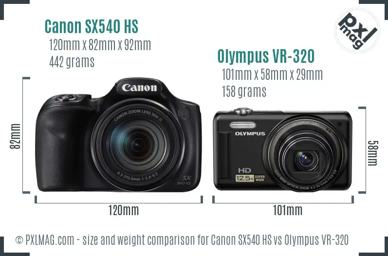 Canon SX540 HS vs Olympus VR-320 size comparison