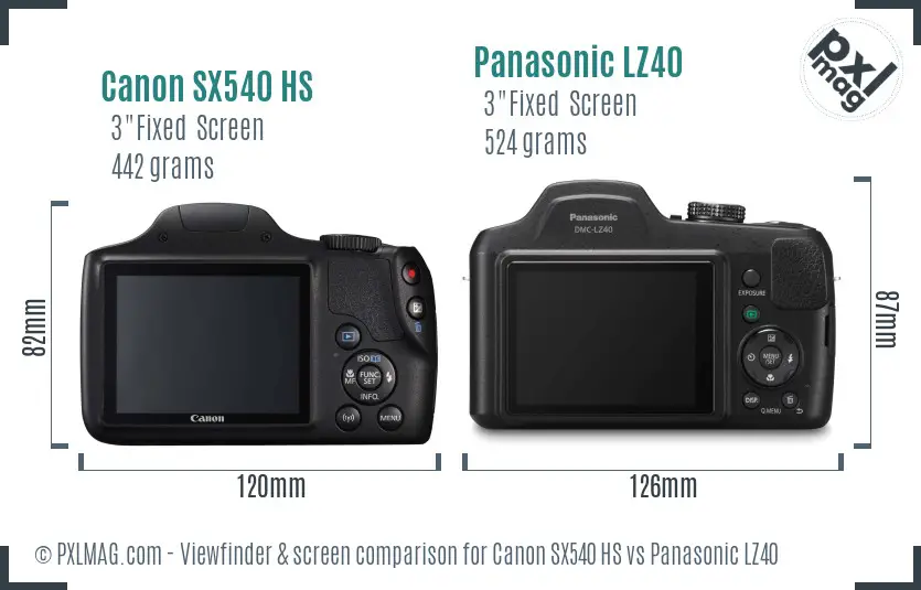 Canon SX540 HS vs Panasonic LZ40 Screen and Viewfinder comparison Canon SX540 HS vs Panasonic LZ40 Screen and Viewfinder comparison