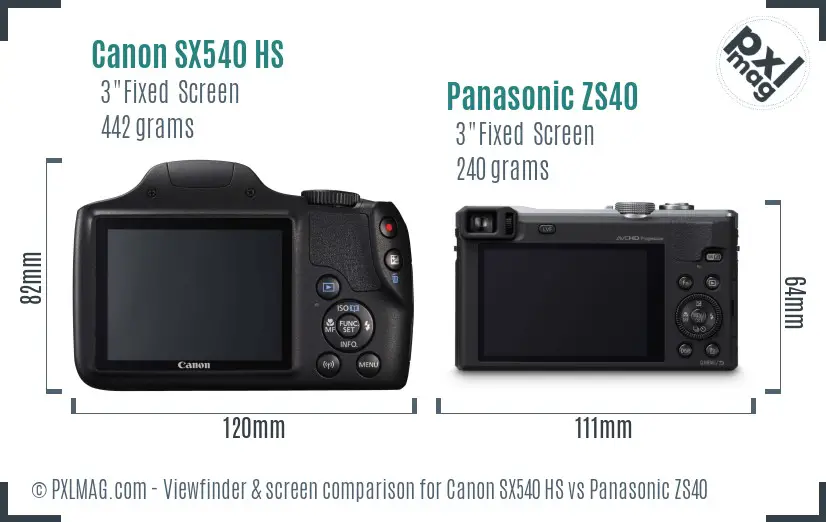 Canon SX540 HS vs Panasonic ZS40 Screen and Viewfinder comparison Canon SX540 HS vs Panasonic ZS40 Screen and Viewfinder comparison