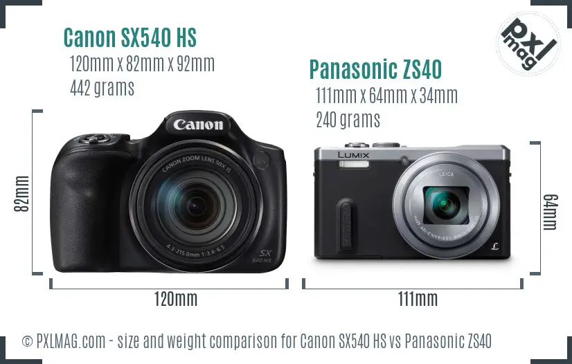 Canon SX540 HS vs Panasonic ZS40 size comparison Canon SX540 HS vs Panasonic ZS40 size comparison
