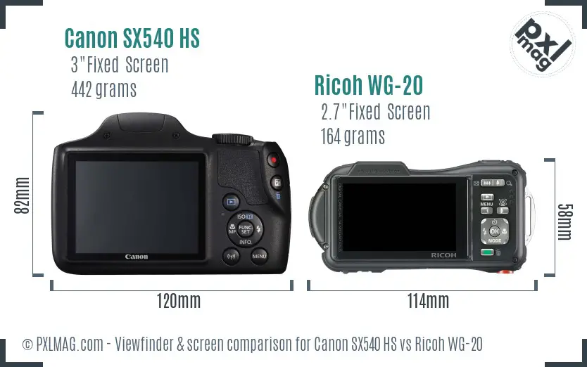 Canon SX540 HS vs Ricoh WG-20 Screen and Viewfinder comparison Canon SX540 HS vs Ricoh WG-20 Screen and Viewfinder comparison