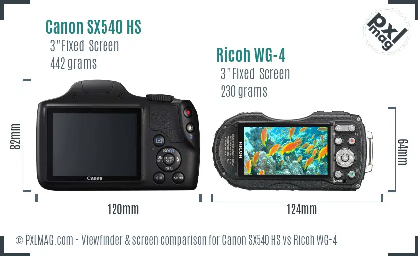 Canon SX540 HS vs Ricoh WG-4 Screen and Viewfinder comparison Canon SX540 HS vs Ricoh WG-4 Screen and Viewfinder comparison