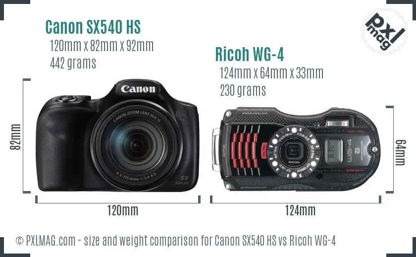 Canon SX540 HS vs Ricoh WG-4 size comparison Canon SX540 HS vs Ricoh WG-4 size comparison