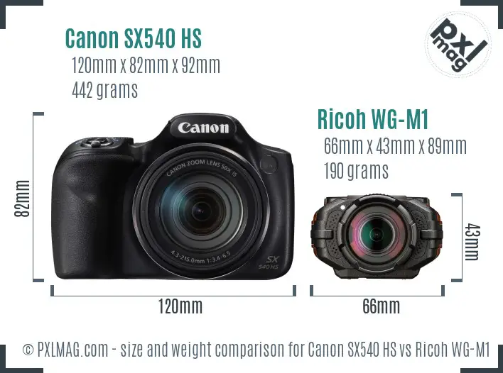 Canon SX540 HS vs Ricoh WG-M1 size comparison Canon SX540 HS vs Ricoh WG-M1 size comparison