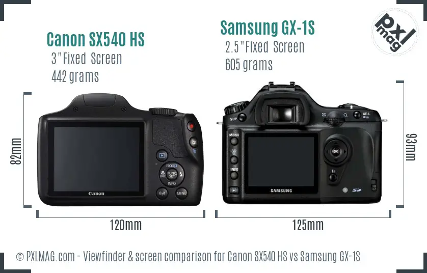 Canon SX540 HS vs Samsung GX-1S Screen and Viewfinder comparison Canon SX540 HS vs Samsung GX-1S Screen and Viewfinder comparison