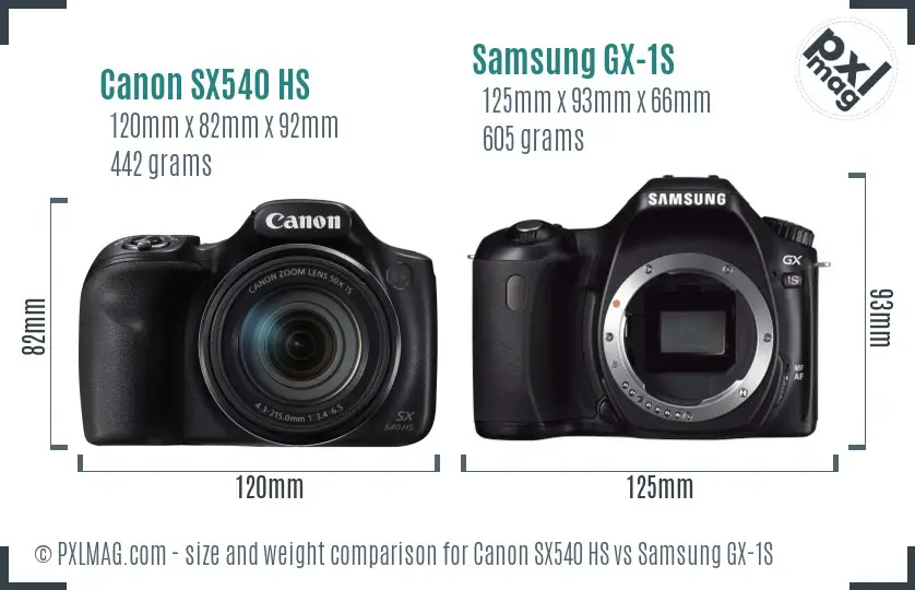 Canon SX540 HS vs Samsung GX-1S size comparison Canon SX540 HS vs Samsung GX-1S size comparison