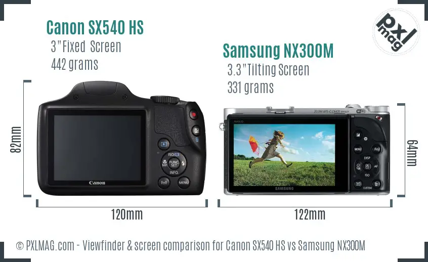Canon SX540 HS vs Samsung NX300M Screen and Viewfinder comparison Canon SX540 HS vs Samsung NX300M Screen and Viewfinder comparison
