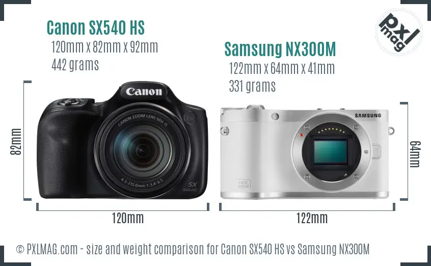 Canon SX540 HS vs Samsung NX300M size comparison Canon SX540 HS vs Samsung NX300M size comparison