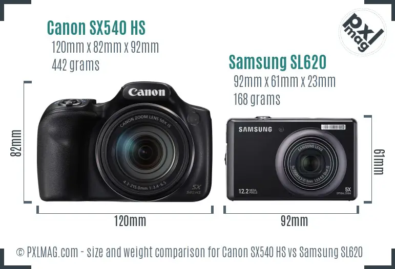 Canon SX540 HS vs Samsung SL620 size comparison Canon SX540 HS vs Samsung SL620 size comparison