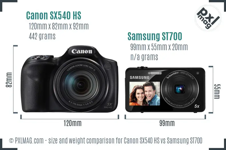 Canon SX540 HS vs Samsung ST700 size comparison Canon SX540 HS vs Samsung ST700 size comparison