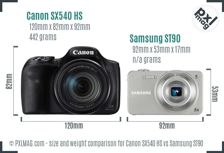 Canon SX540 HS vs Samsung ST90 size comparison Canon SX540 HS vs Samsung ST90 size comparison