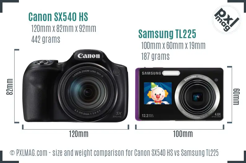 Canon SX540 HS vs Samsung TL225 size comparison Canon SX540 HS vs Samsung TL225 size comparison