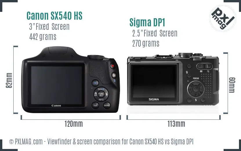 Canon SX540 HS vs Sigma DP1 Screen and Viewfinder comparison Canon SX540 HS vs Sigma DP1 Screen and Viewfinder comparison