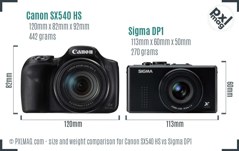 Canon SX540 HS vs Sigma DP1 size comparison Canon SX540 HS vs Sigma DP1 size comparison