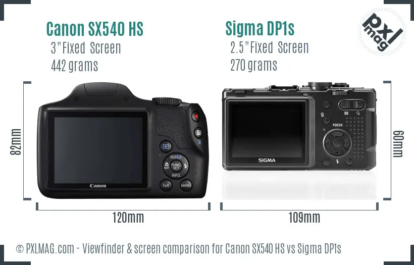 Canon SX540 HS vs Sigma DP1s Screen and Viewfinder comparison Canon SX540 HS vs Sigma DP1s Screen and Viewfinder comparison