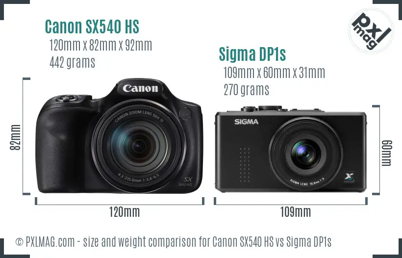 Canon SX540 HS vs Sigma DP1s size comparison Canon SX540 HS vs Sigma DP1s size comparison