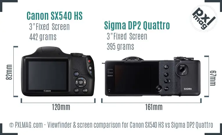 Canon SX540 HS vs Sigma DP2 Quattro Screen and Viewfinder comparison