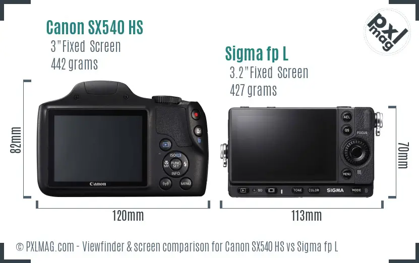 Canon SX540 HS vs Sigma fp L Screen and Viewfinder comparison Canon SX540 HS vs Sigma fp L Screen and Viewfinder comparison