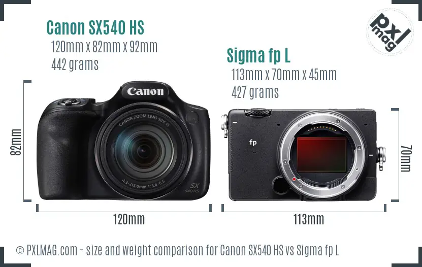 Canon SX540 HS vs Sigma fp L size comparison Canon SX540 HS vs Sigma fp L size comparison