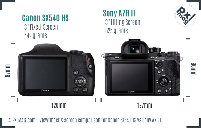 Canon SX540 HS vs Sony A7R II Screen and Viewfinder comparison