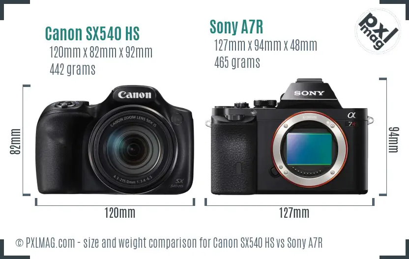 Canon SX540 HS vs Sony A7R size comparison Canon SX540 HS vs Sony A7R size comparison
