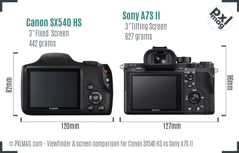 Canon SX540 HS vs Sony A7S II Screen and Viewfinder comparison