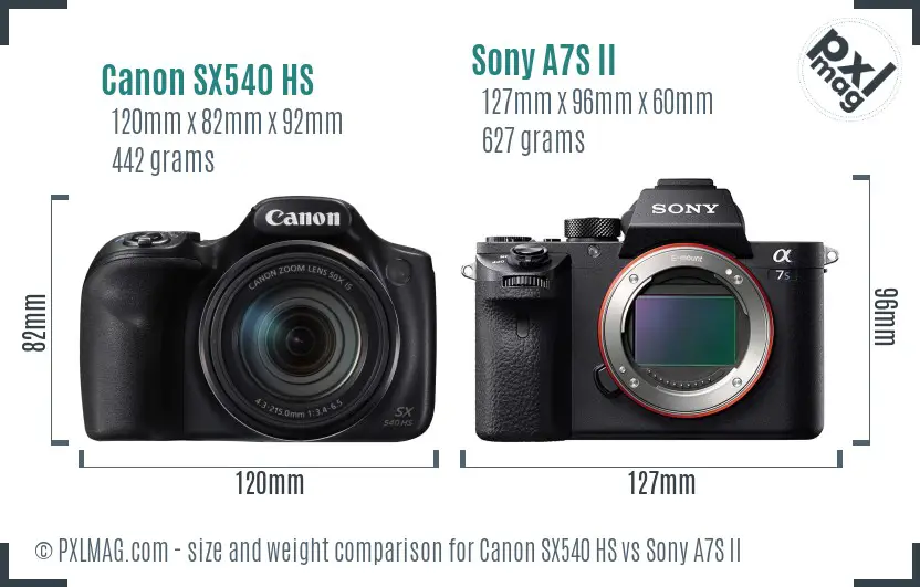 Canon SX540 HS vs Sony A7S II size comparison Canon SX540 HS vs Sony A7S II size comparison