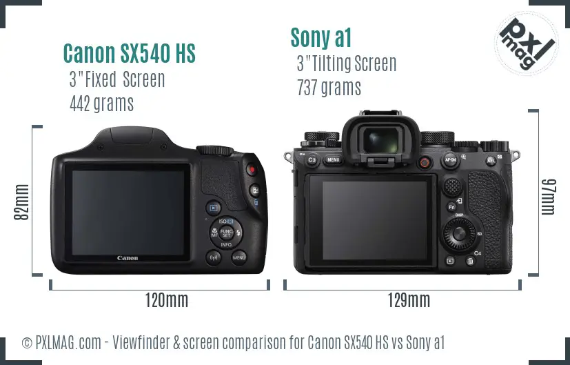 Canon SX540 HS vs Sony a1 Screen and Viewfinder comparison Canon SX540 HS vs Sony a1 Screen and Viewfinder comparison