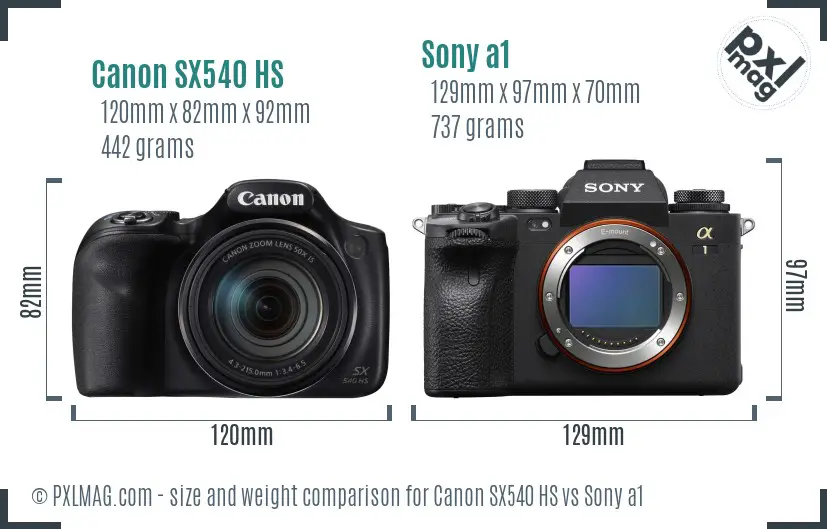 Canon SX540 HS vs Sony a1 size comparison Canon SX540 HS vs Sony a1 size comparison