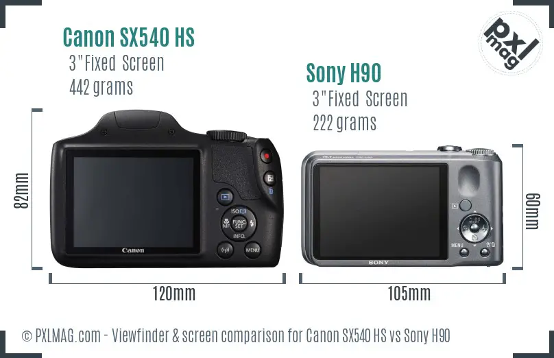 Canon SX540 HS vs Sony H90 Screen and Viewfinder comparison Canon SX540 HS vs Sony H90 Screen and Viewfinder comparison