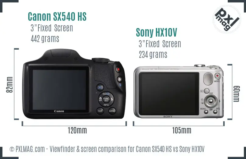 Canon SX540 HS vs Sony HX10V Screen and Viewfinder comparison Canon SX540 HS vs Sony HX10V Screen and Viewfinder comparison