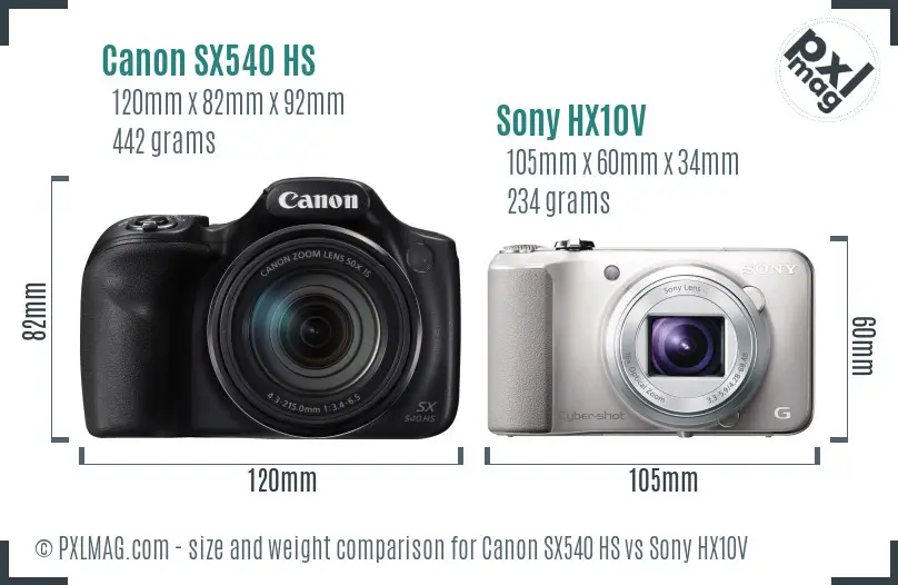 Canon SX540 HS vs Sony HX10V size comparison Canon SX540 HS vs Sony HX10V size comparison