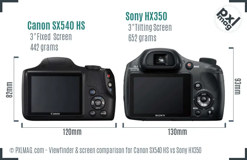Canon SX540 HS vs Sony HX350 Screen and Viewfinder comparison Canon SX540 HS vs Sony HX350 Screen and Viewfinder comparison