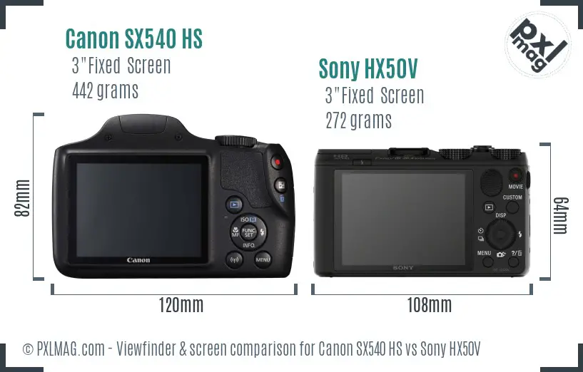 Canon SX540 HS vs Sony HX50V Screen and Viewfinder comparison Canon SX540 HS vs Sony HX50V Screen and Viewfinder comparison