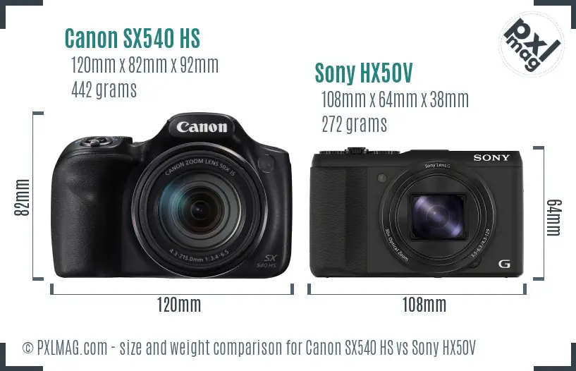 Canon SX540 HS vs Sony HX50V size comparison Canon SX540 HS vs Sony HX50V size comparison