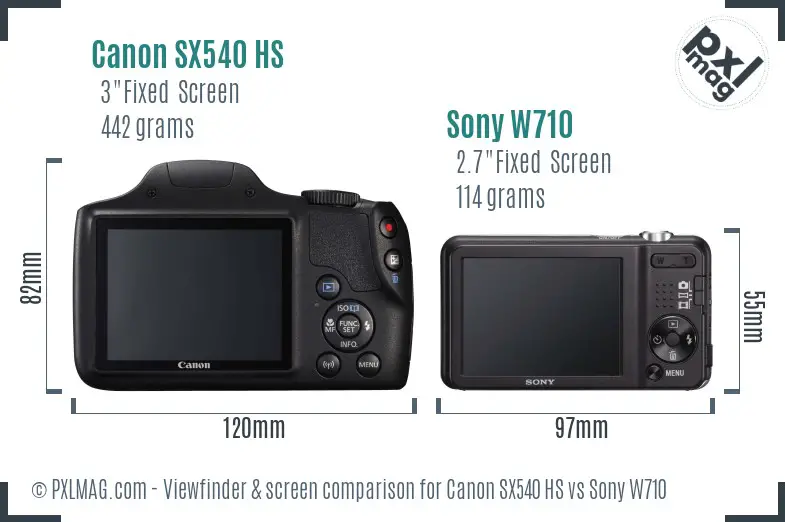 Canon SX540 HS vs Sony W710 Screen and Viewfinder comparison Canon SX540 HS vs Sony W710 Screen and Viewfinder comparison