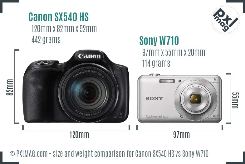 Canon SX540 HS vs Sony W710 size comparison Canon SX540 HS vs Sony W710 size comparison