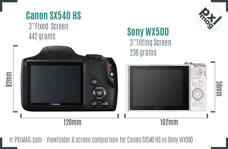 Canon SX540 HS vs Sony WX500 Screen and Viewfinder comparison Canon SX540 HS vs Sony WX500 Screen and Viewfinder comparison