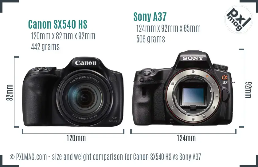 Canon SX540 HS vs Sony A37 size comparison Canon SX540 HS vs Sony A37 size comparison