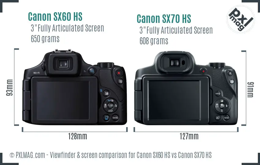 Canon SX60 HS vs Canon SX70 HS Screen and Viewfinder comparison