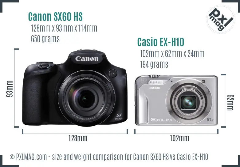 Canon SX60 HS vs Casio EX-H10 size comparison Canon SX60 HS vs Casio EX-H10 size comparison
