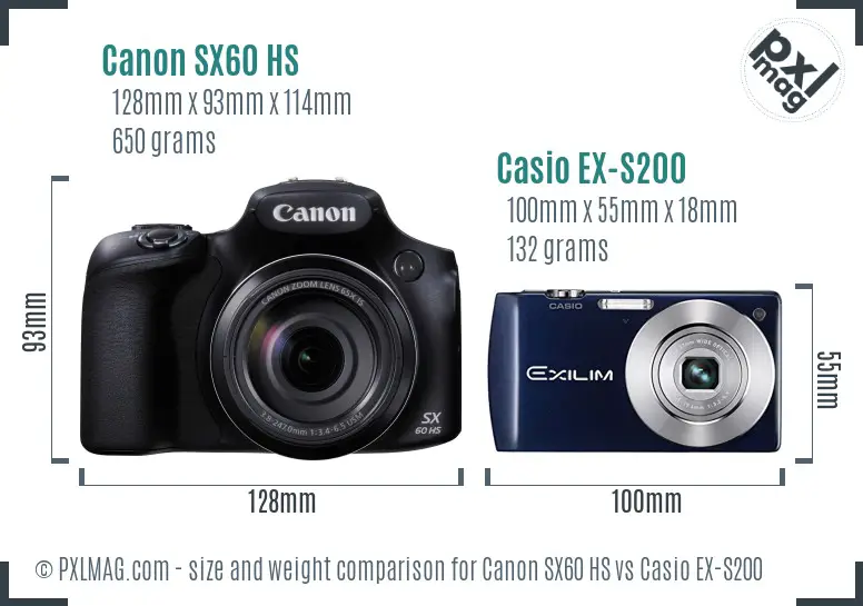 Canon SX60 HS vs Casio EX-S200 size comparison Canon SX60 HS vs Casio EX-S200 size comparison