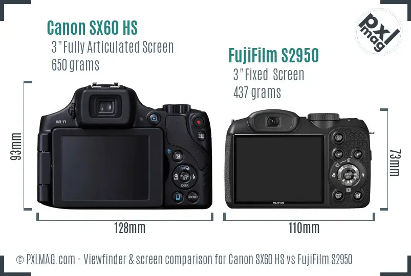 Canon SX60 HS vs FujiFilm S2950 Screen and Viewfinder comparison
