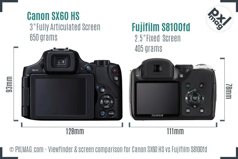 Canon SX60 HS vs Fujifilm S8100fd Screen and Viewfinder comparison Canon SX60 HS vs Fujifilm S8100fd Screen and Viewfinder comparison