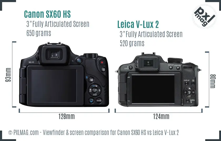 Canon SX60 HS vs Leica V-Lux 2 Screen and Viewfinder comparison