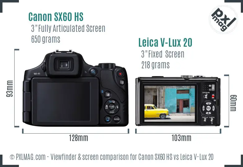 Canon SX60 HS vs Leica V-Lux 20 Screen and Viewfinder comparison Canon SX60 HS vs Leica V-Lux 20 Screen and Viewfinder comparison