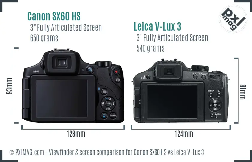 Canon SX60 HS vs Leica V-Lux 3 Screen and Viewfinder comparison