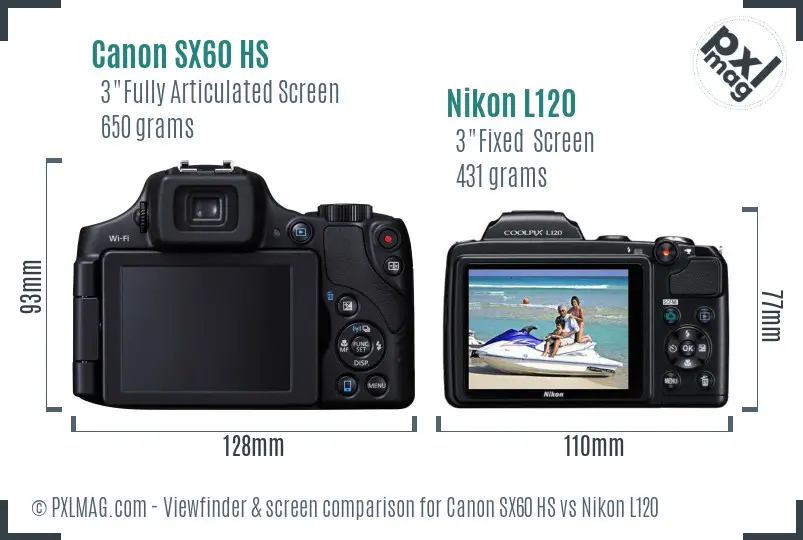 Canon SX60 HS vs Nikon L120 Screen and Viewfinder comparison Canon SX60 HS vs Nikon L120 Screen and Viewfinder comparison